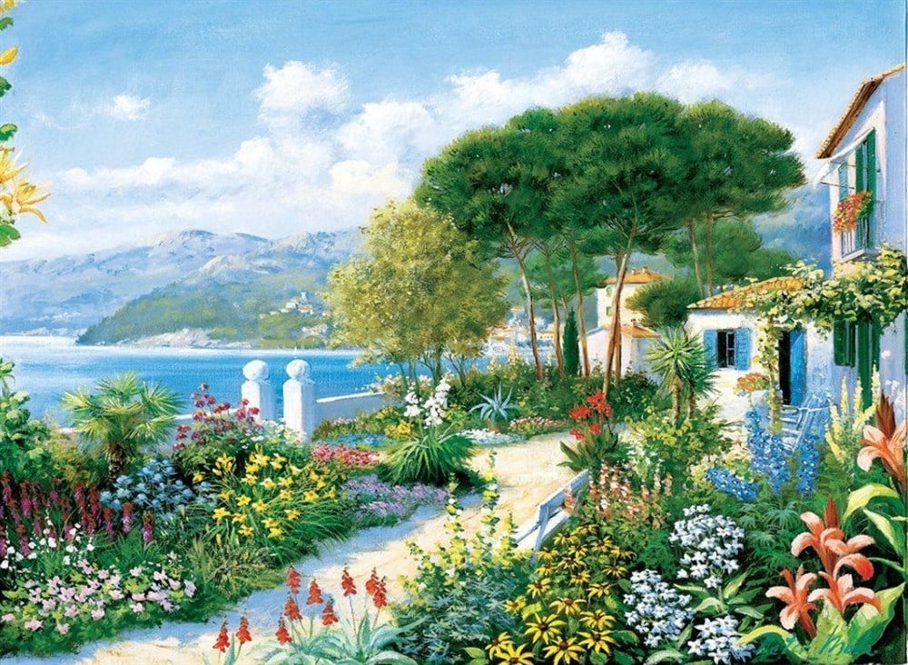 MANZARAMarcel Sanat Elmas Mozaik Tablo & Diamond Painting TurkeyM20174297Çiçekli Evler Marcel Sanat Elmas Mozaik Tablo 69X51cm