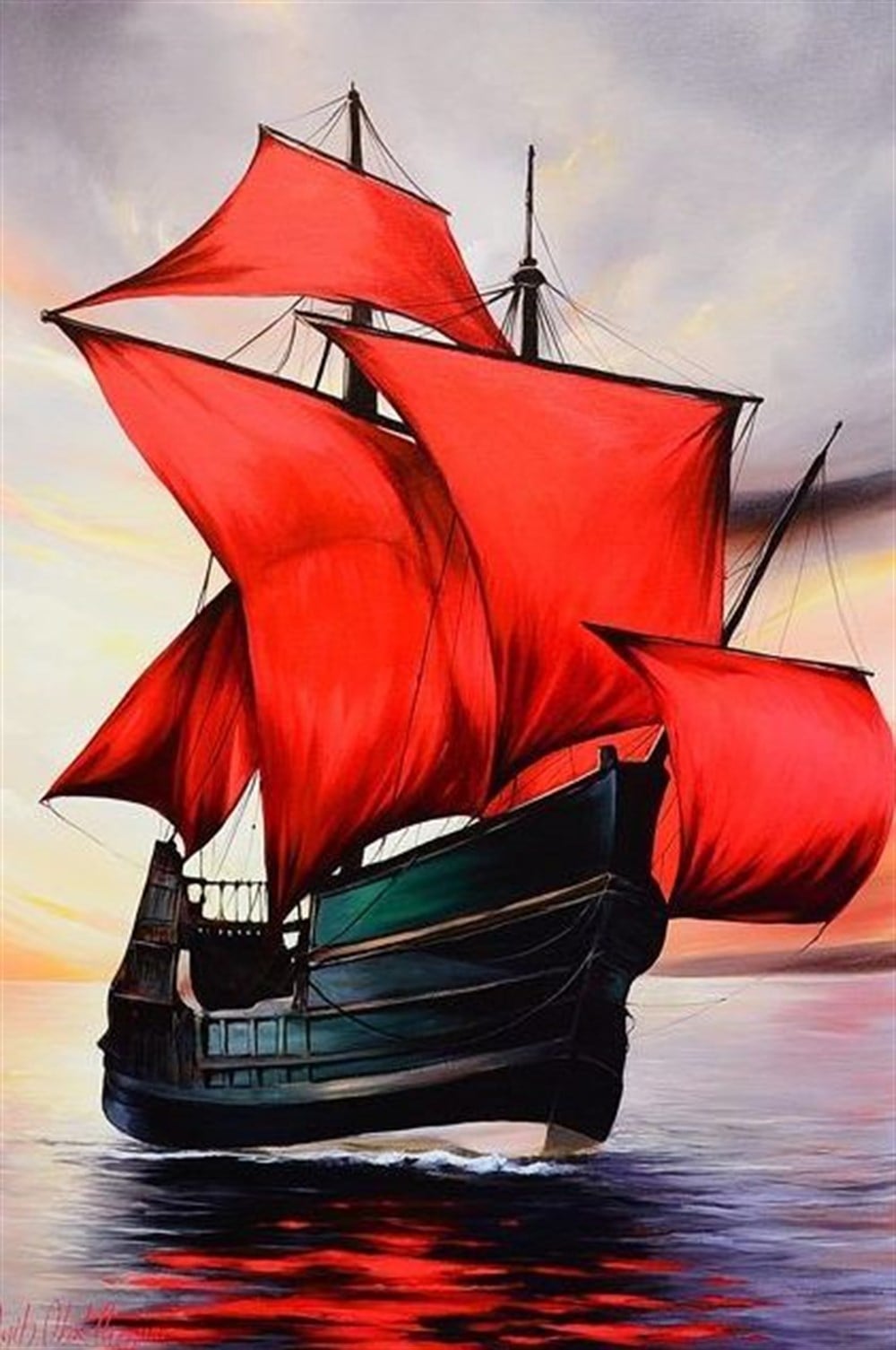 MANZARAMarcel Sanat Elmas Mozaik Tablo & Diamond Painting TurkeyM20176685Kırmızı Yelkenler Marcel Sanat Elmas Mozaik Tablo 36x53cm