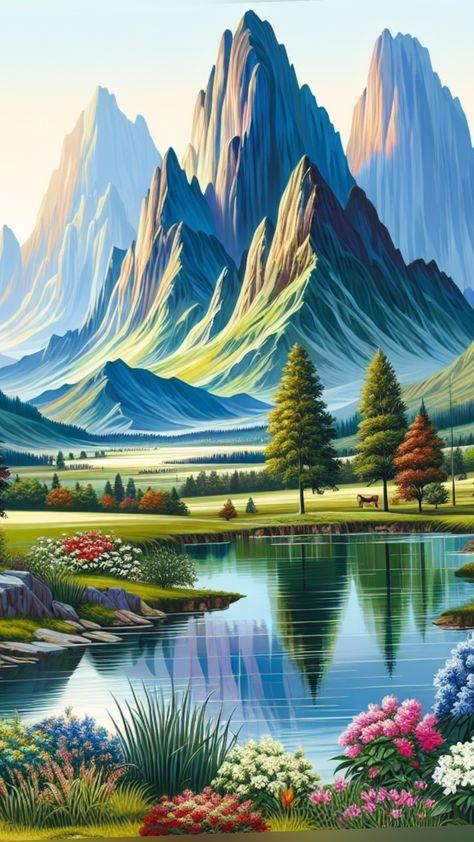 MANZARAMarcel Sanat Elmas Mozaik Tablo & Diamond Painting TurkeyM20176997Dağ Manzarası 40x70cm-Marcel Sanat Elmas Mozaik Tablo