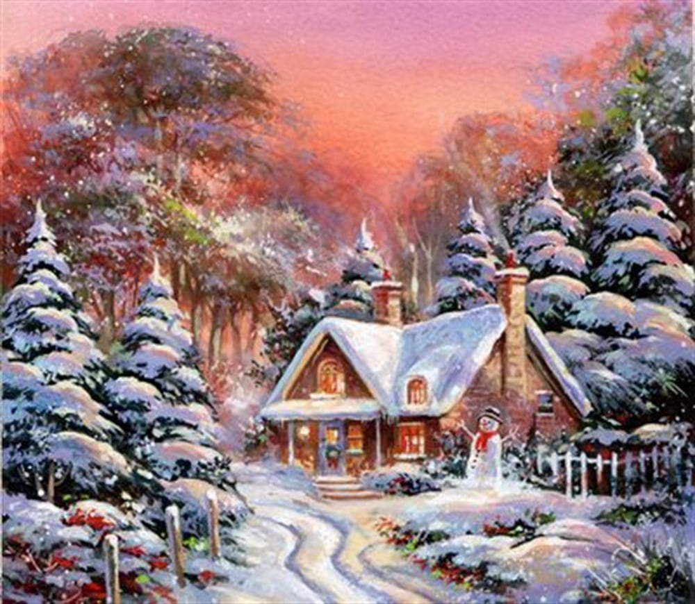 MANZARAMarcel Sanat Elmas Mozaik Tablo & Diamond Painting TurkeyM20173601Karlı Çamların İçindeki Ev Marcel Sanat Elmas Mozaik Tablo 71x64cm