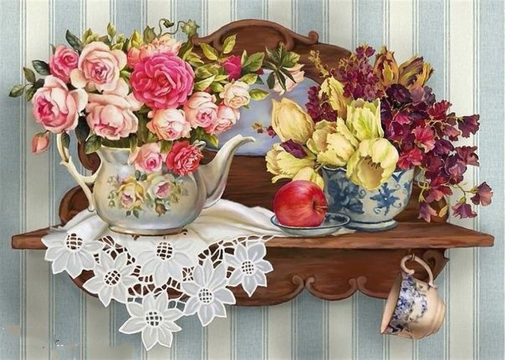 Marcel Çiçek Elmas Mozaik Tablo 76x53cm