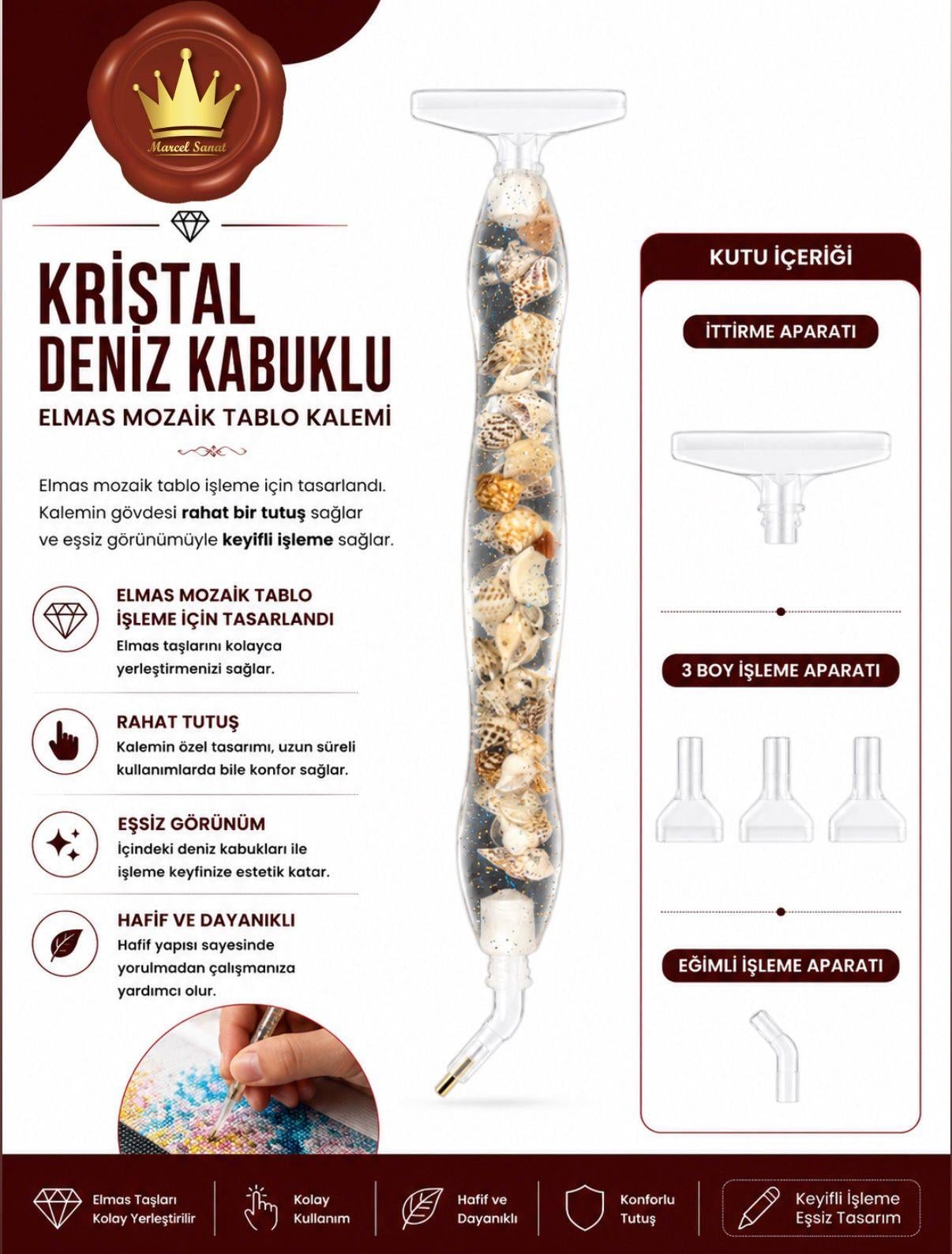 MARCEL Kristal Deniz Kabuklu Elmas Mozaik KalemiAKSESUARMarcel Sanat Elmas Mozaik Tablo & Diamond Painting TurkeyM2017KRSTLKMSLMARCEL Kristal Deniz Kabuklu Elmas Mozaik Kalemi