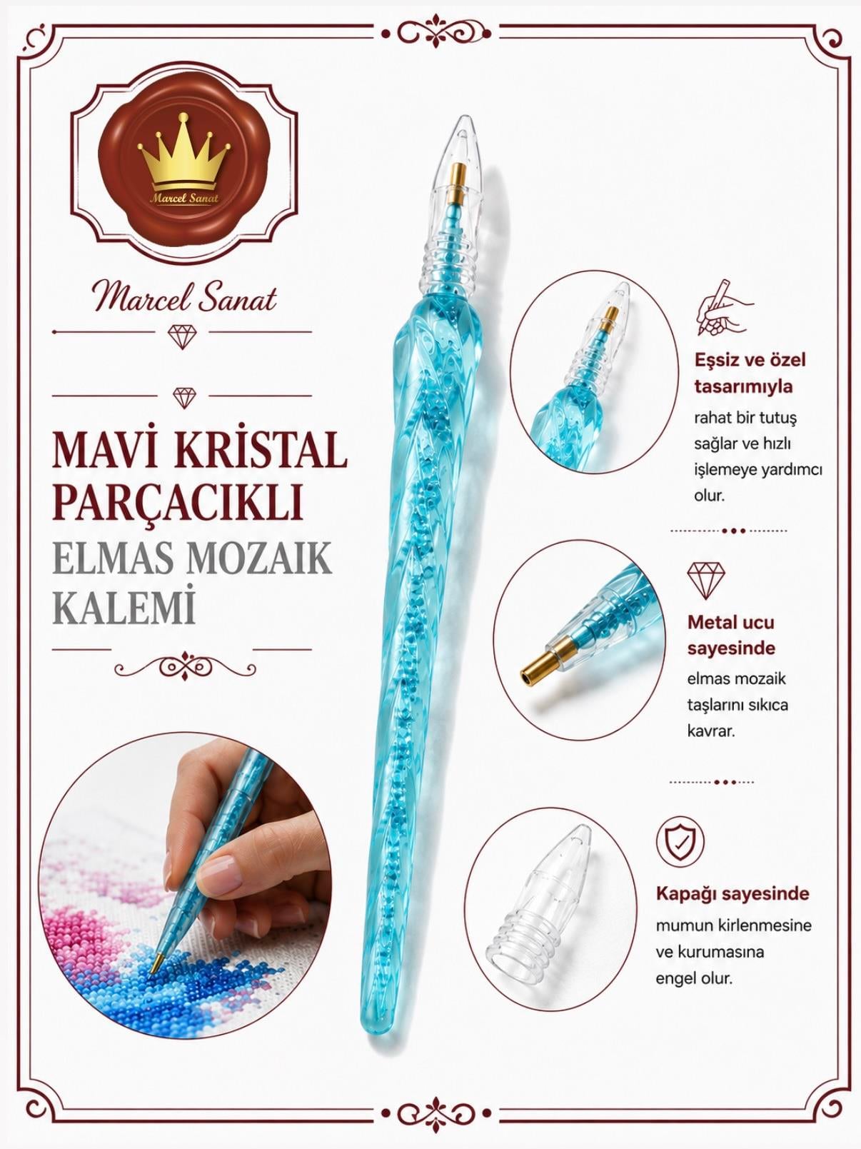 MARCEL Mavi Kristal Parçacıklı Elmas Mozaik KalemiAKSESUARMarcel Sanat Elmas Mozaik Tablo & Diamond Painting TurkeyM2017MVİBKRSTLPMARCEL Mavi Kristal Parçacıklı Elmas Mozaik Kalemi