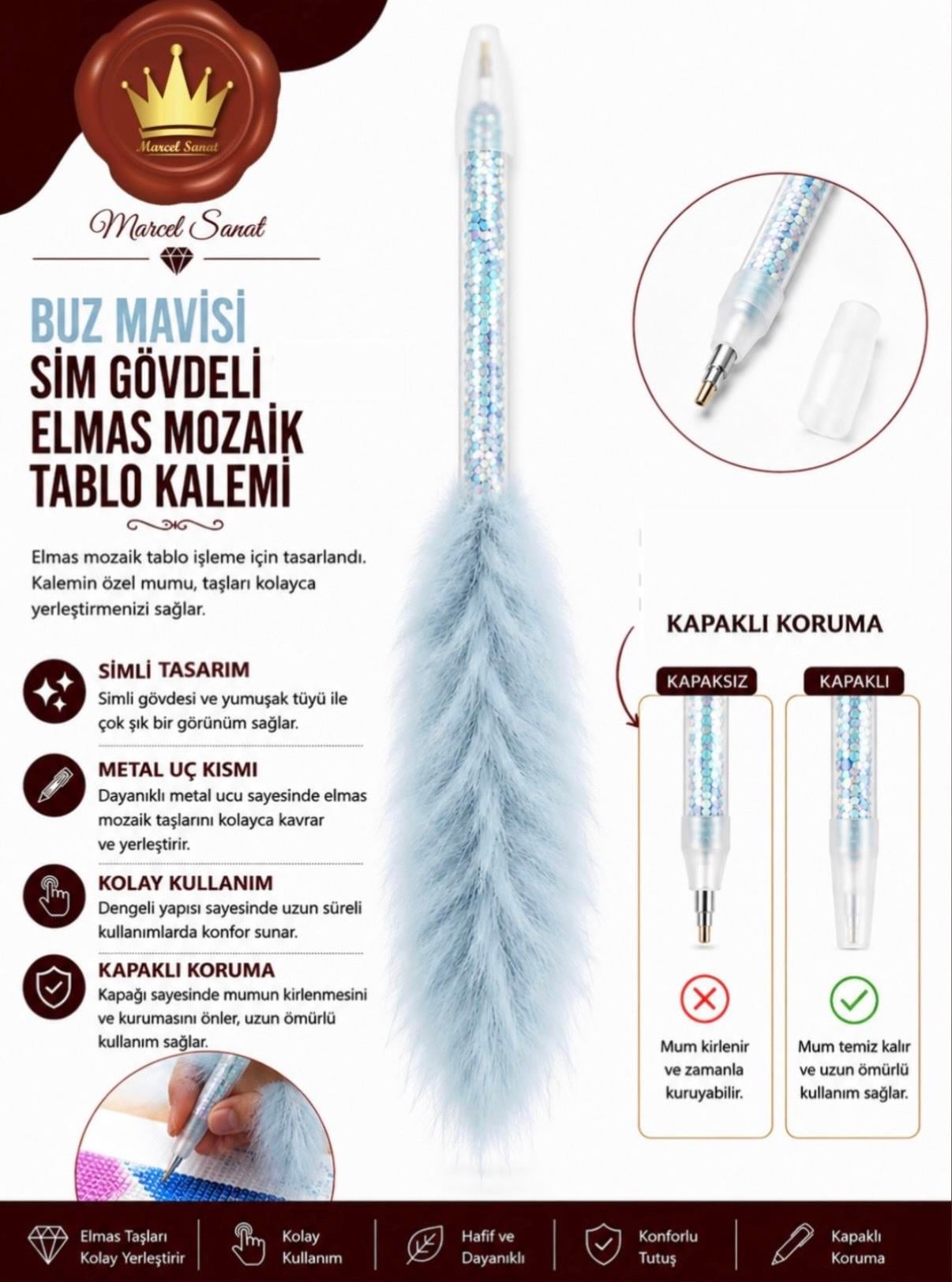 MARCEL Mavi Sim Gövdeli ve Tüylü Elmas Mozaik KalemiAKSESUARMarcel Sanat Elmas Mozaik Tablo & Diamond Painting TurkeyM2017MVİSMLTYLMARCEL Mavi Sim Gövdeli ve Tüylü Elmas Mozaik Kalemi
