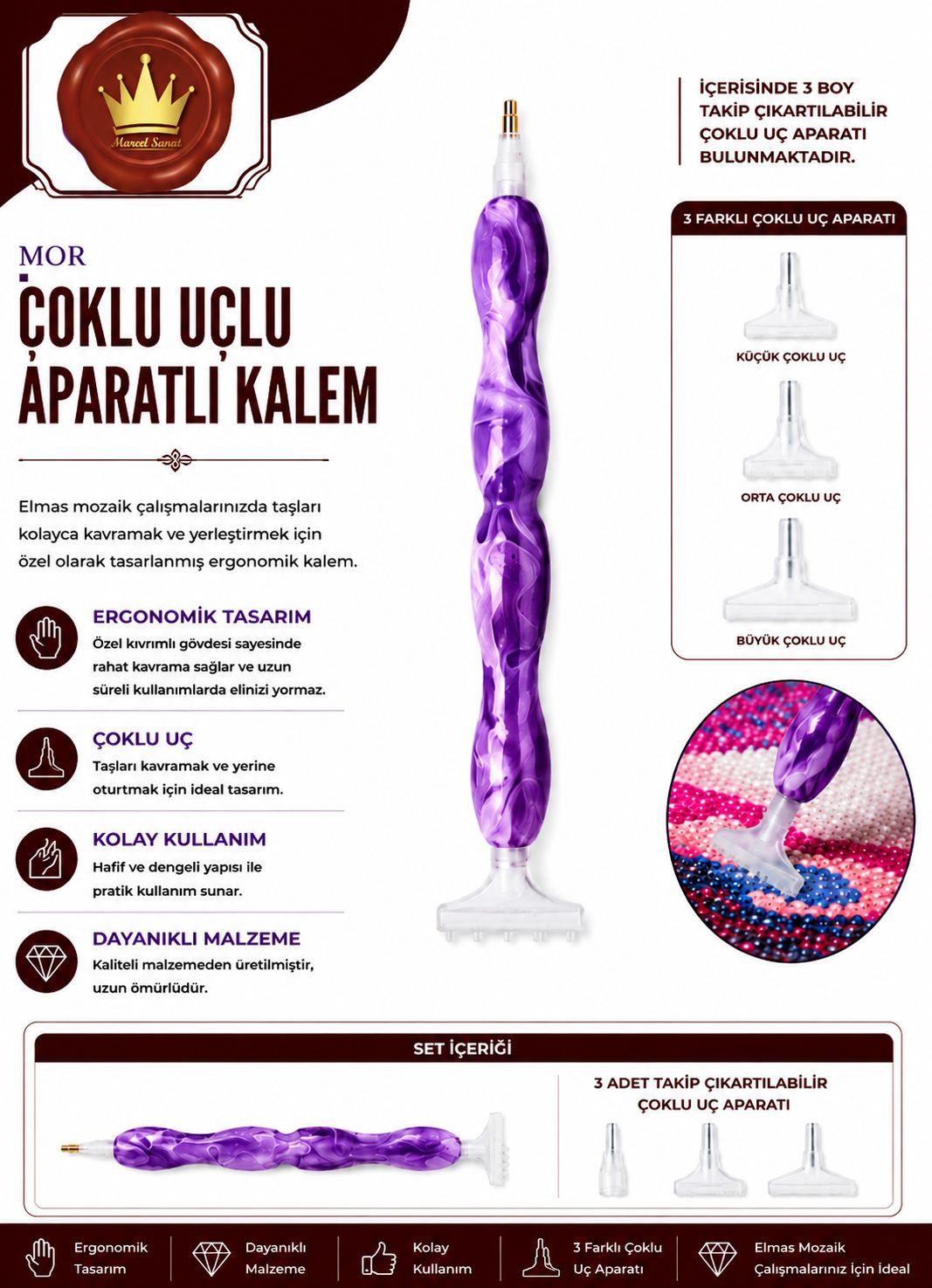 MARCEL Mor Desen  Çoklu Uçlu Aparatlı Elmas Mozaik KalemiAKSESUARMarcel Sanat Elmas Mozaik Tablo & Diamond Painting TurkeyM2017MORDSNMARCEL Mor Desen  Çoklu Uçlu Aparatlı Elmas Mozaik Kalemi