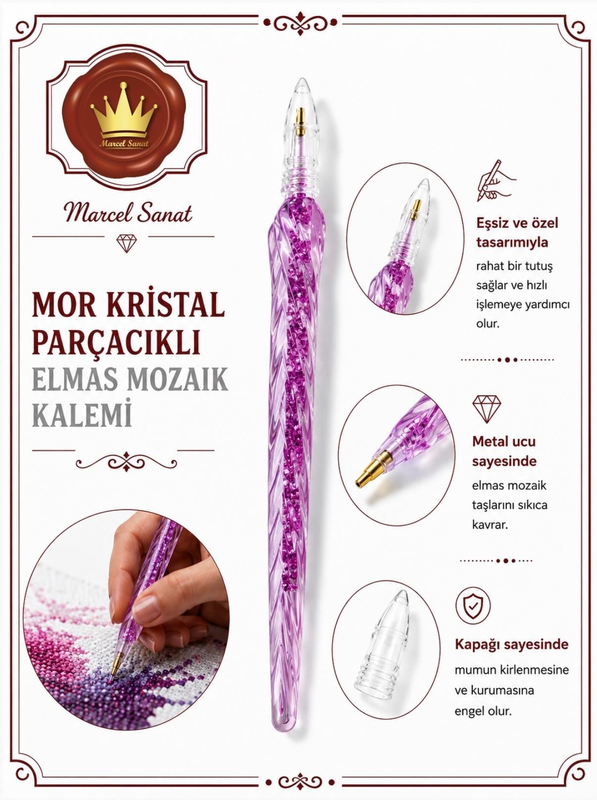 MARCEL Mor Kristal Parçacıklı Elmas Mozaik KalemiAKSESUARMarcel Sanat Elmas Mozaik Tablo & Diamond Painting TurkeyM2017MRKRSTLPMARCEL Mor Kristal Parçacıklı Elmas Mozaik Kalemi