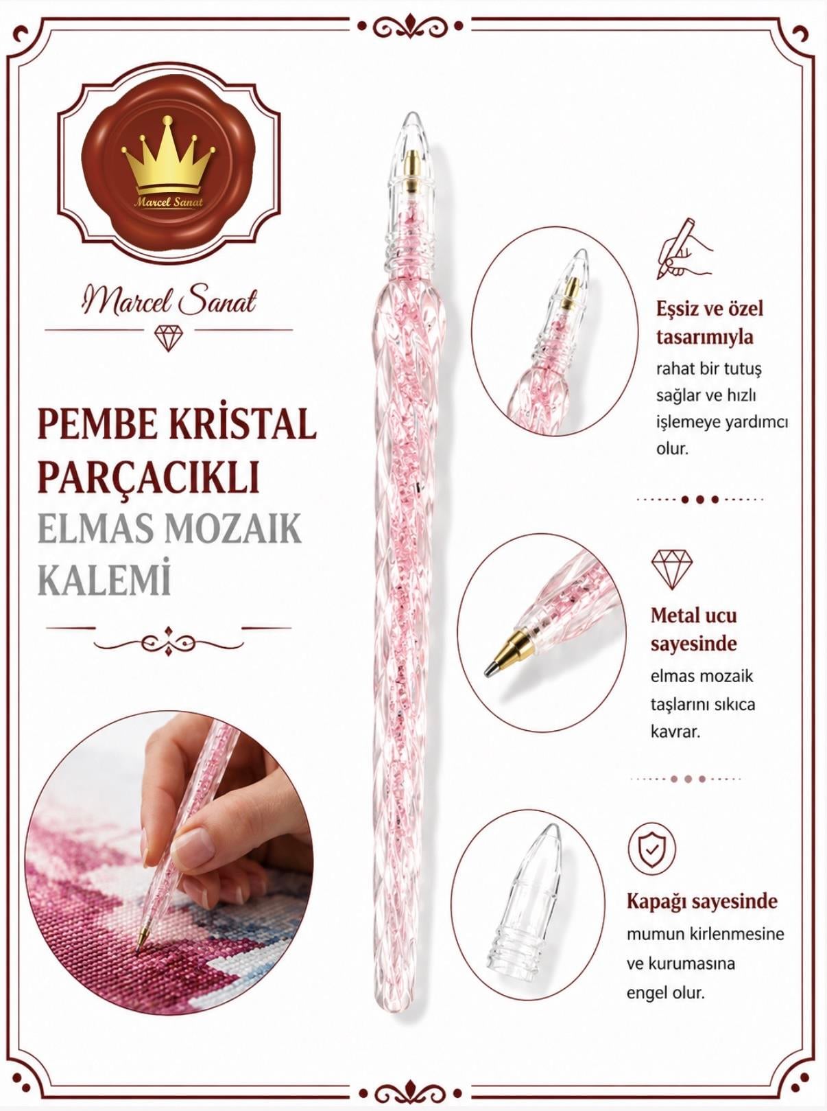 MARCEL Pembe Kristal Parçacıklı Elmas Mozaik KalemiAKSESUARMarcel Sanat Elmas Mozaik Tablo & Diamond Painting TurkeyM2017PMBKRSTLPMARCEL Pembe Kristal Parçacıklı Elmas Mozaik Kalemi