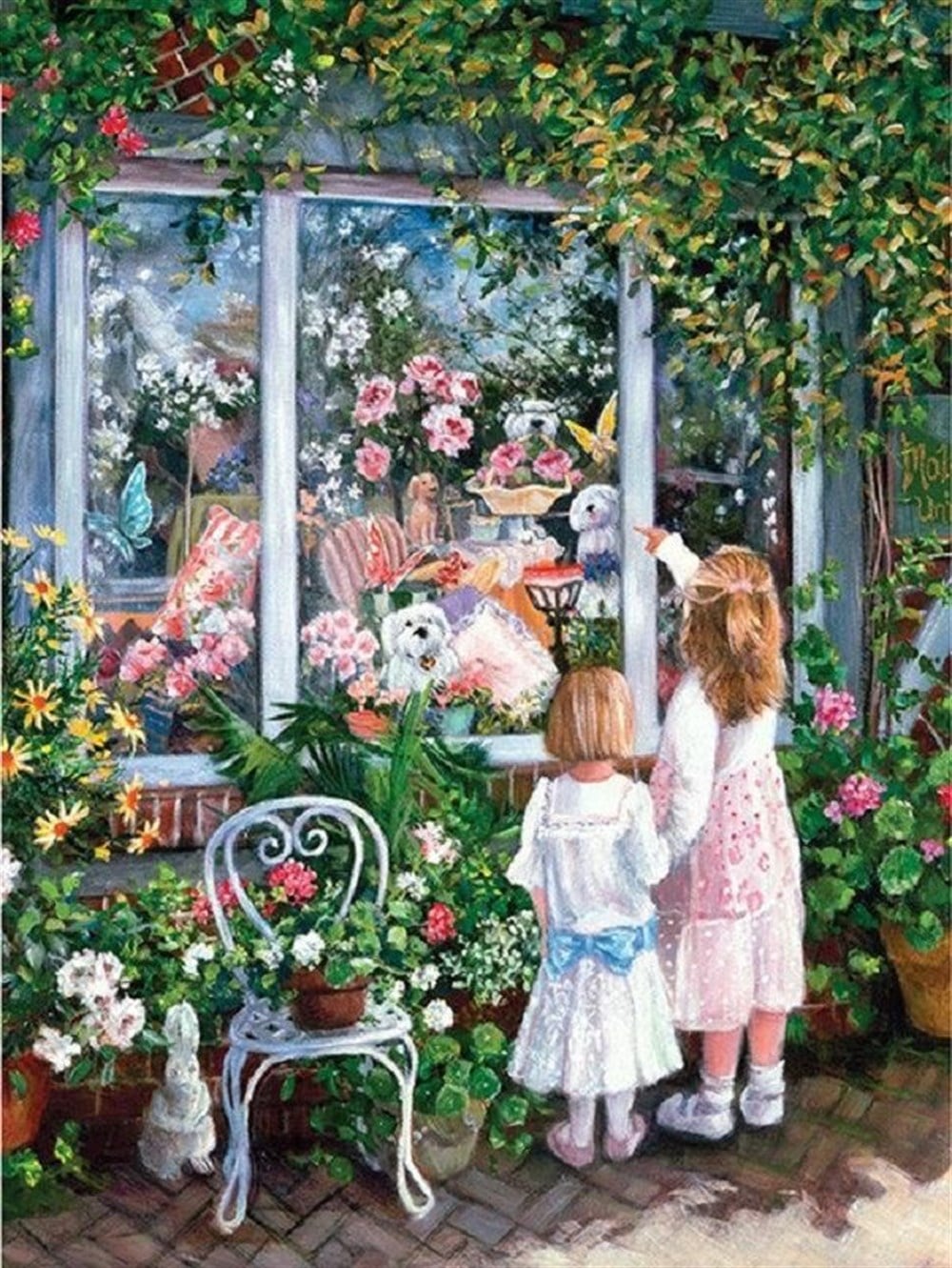 Marcel Sanat Çiçek Bahçesindeki Minikler Elmas Mozaik Tablo 50x60cm