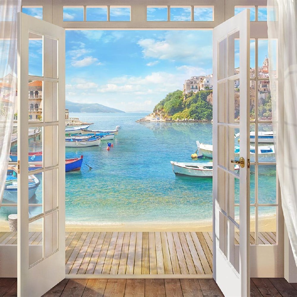 Marcel Sanat Deniz Manzarası Elmas Mozaik Tablo 55x55cm