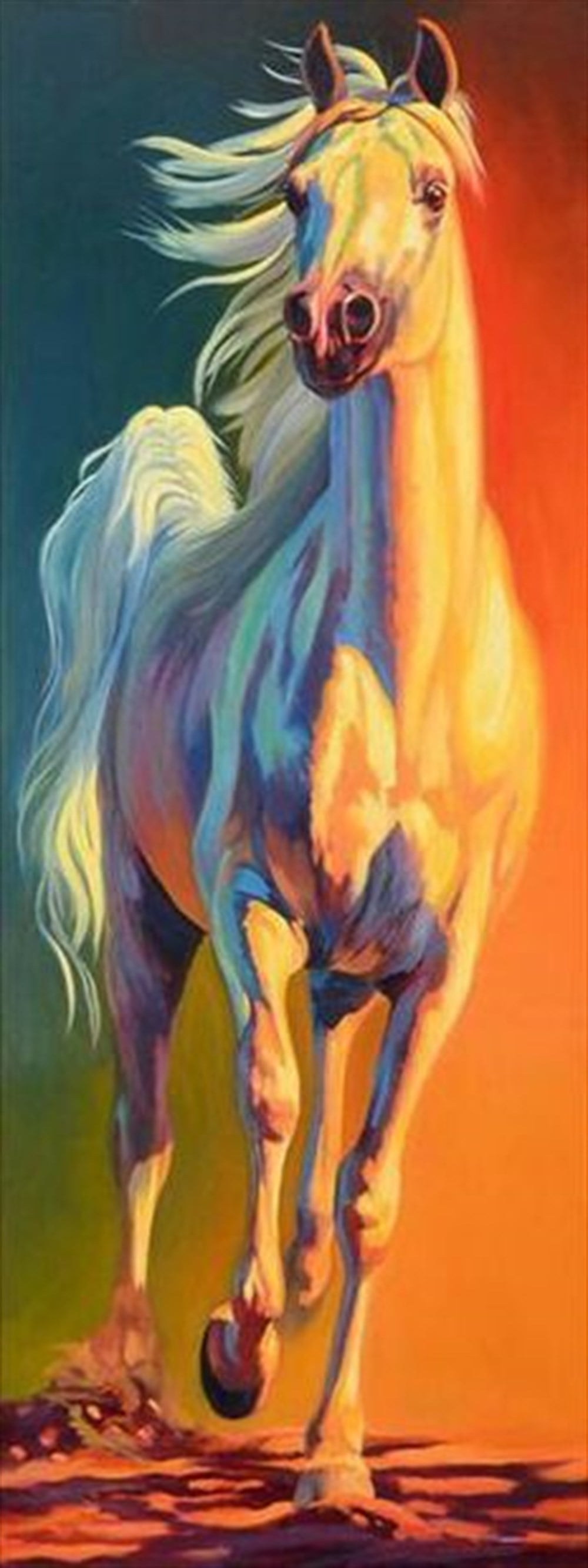 Marcel Sanat Güneşin Kızı Beyaz At Elmas Mozaik Tablo 25x65cm