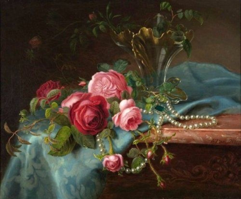 Marcel Sanat Klasik Çiçekler Elmas Mozaik Tablo 66x53cm