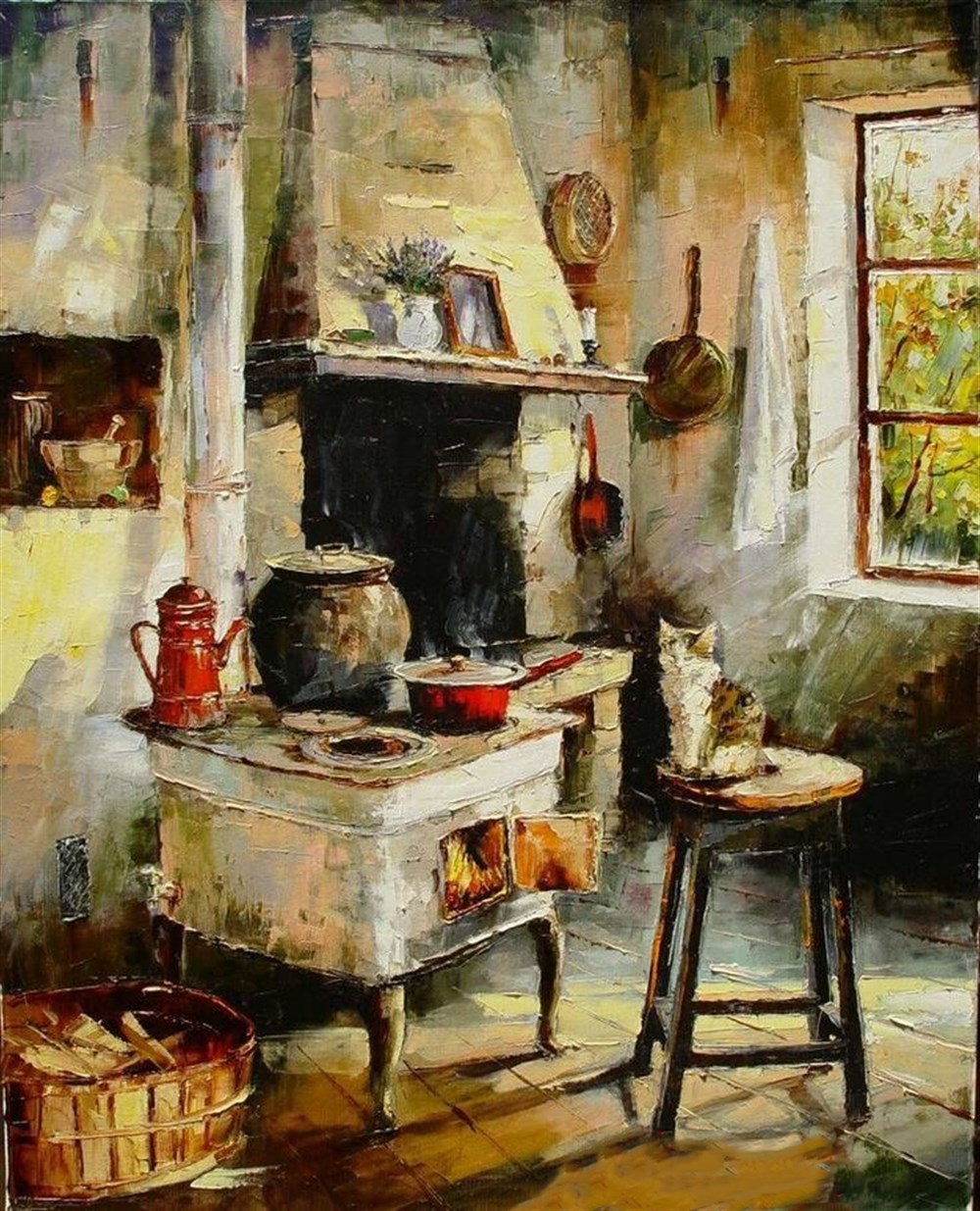 Marcel Sanat Retro-Vintage Kuzineli Mutfak Elmas Mozaik Tablo 46x56cm