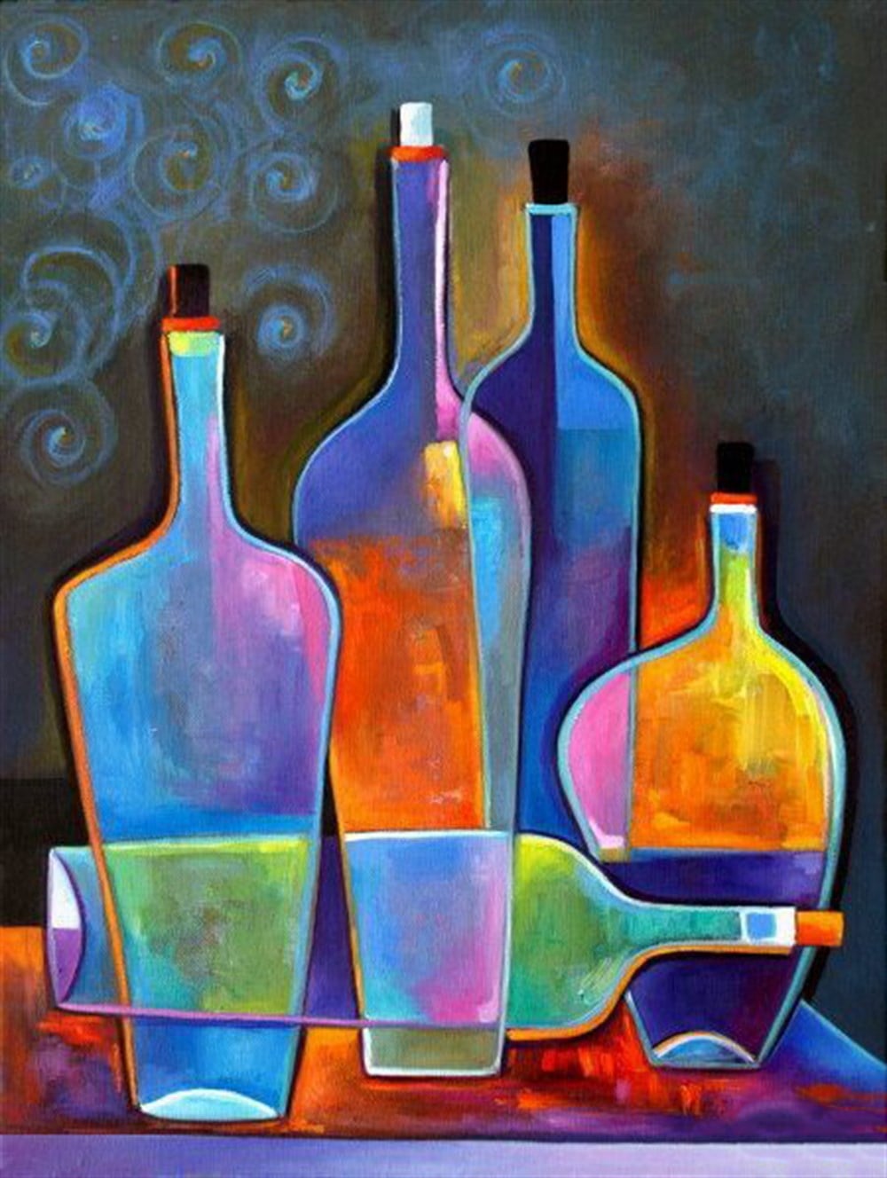 Marcel Sanat Şişeler 46x61 Yuvarlak Taş Elmas Mozaik Tablo