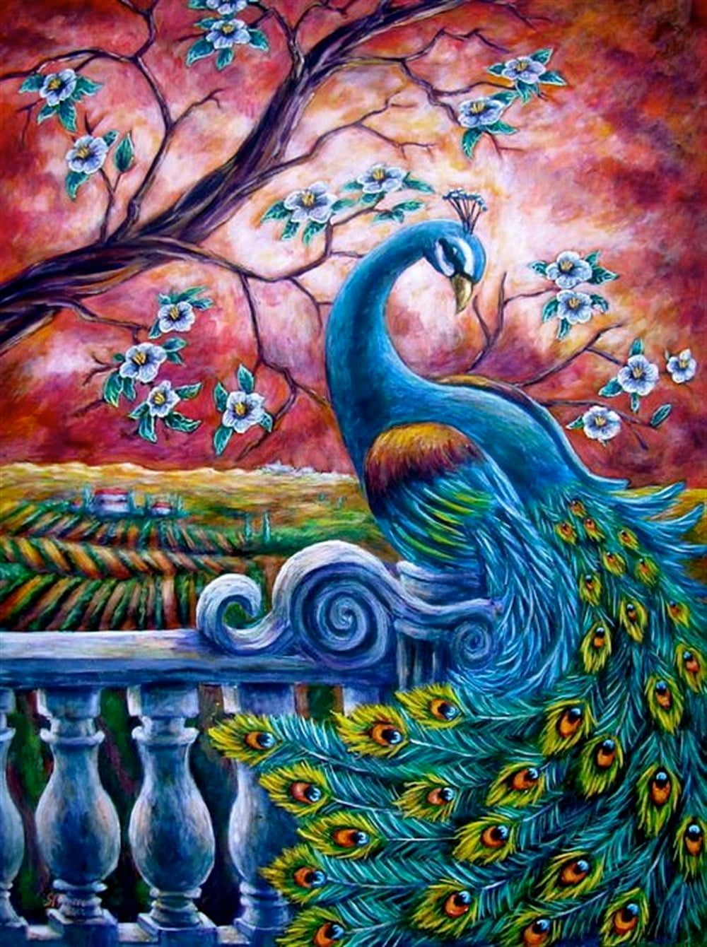 Marcel Tavuskuşu Elmas Mozaik Tablo 43x58cm