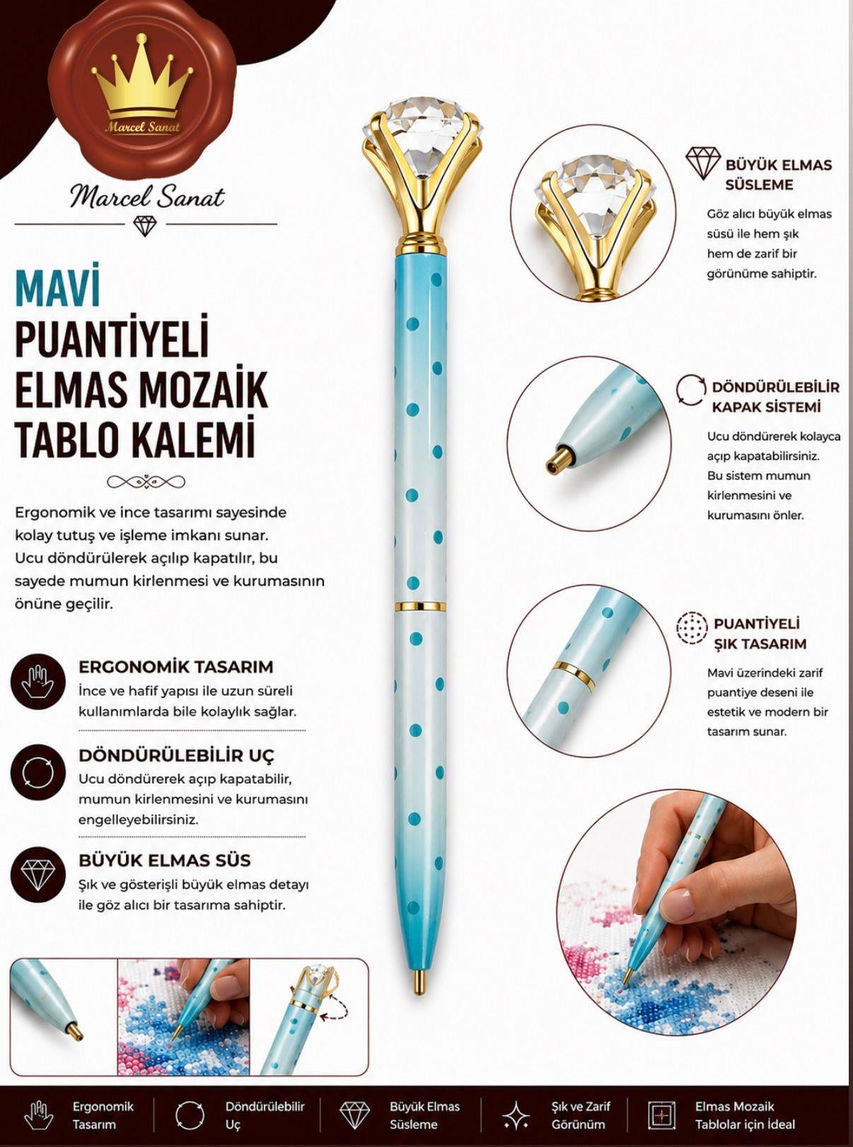Mavi Beyaz Tektaşlı Taş Tutma Kalemi Elmas Mozaik Tablo | Marcel SanatAKSESUARMarcel Sanat Elmas Mozaik Tablo & Diamond Painting TurkeyM2017MVİPTTSLIMARCEL Mavi Puantiyeli ve Tektaş Süslü Taş Tutma Kalemi