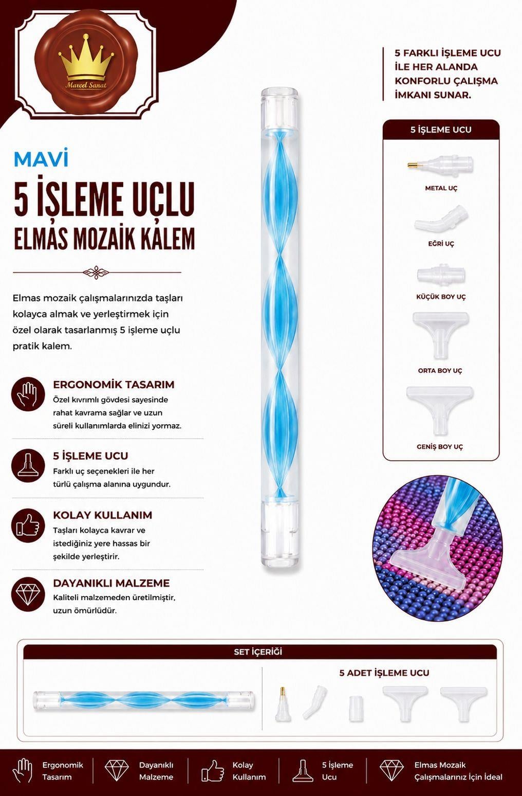 Mavi Desenli Taş Tutma Kalemi (3-6-10 lu) Elmas Mozaik Tablo | Marcel SanatAKSESUARMarcel Sanat Elmas Mozaik Tablo & Diamond Painting TurkeyM2017MVİKLM(T)MARCEL Mavi İşleme Uçlu Elmas Mozaik Kalemi
