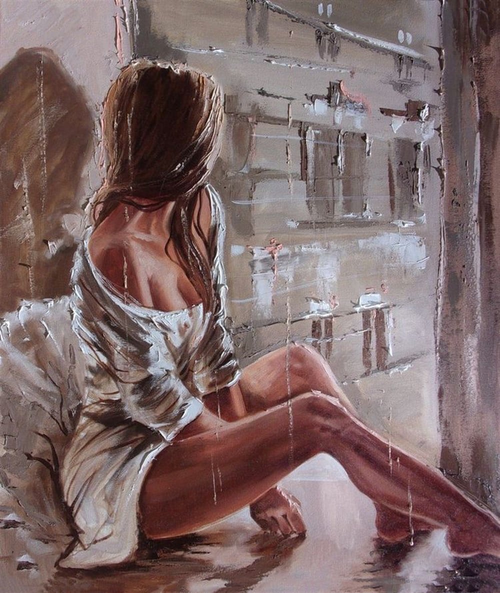 Modern Kız Elmas Mozaik Tablo (48x56)