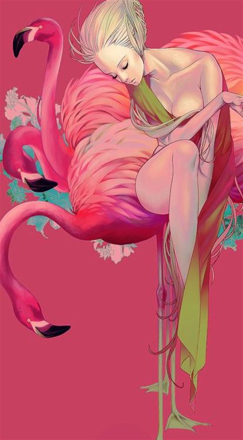MODERNMarcel Sanat Elmas Mozaik Tablo & Diamond Painting TurkeyM20176602Kadın Ve Flamingo Marcel Sanat Elmas Mozaik Tablo 46X81cm