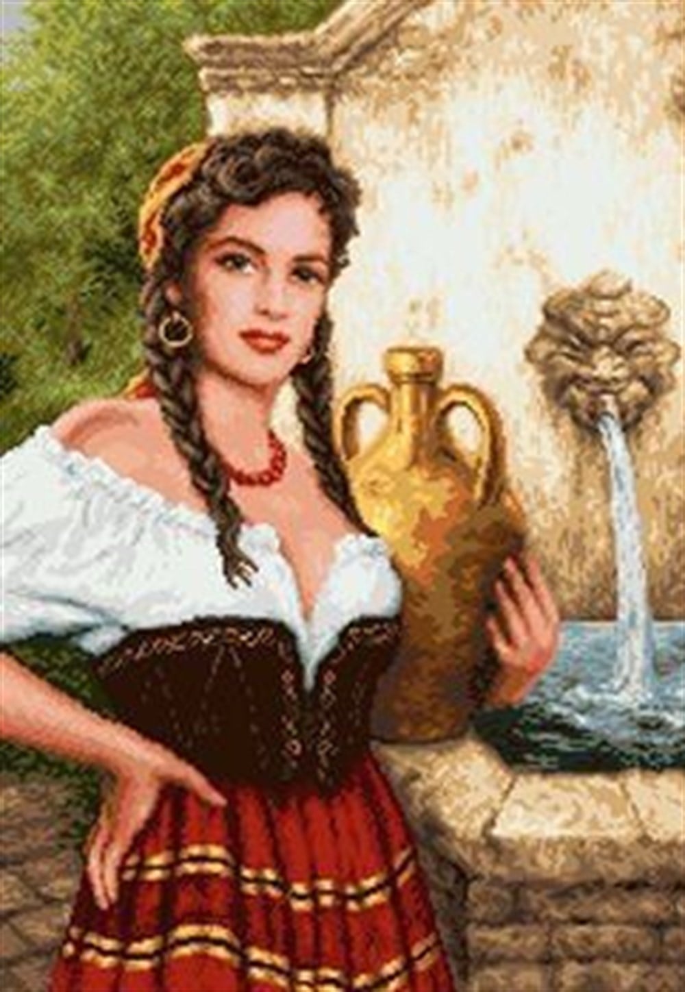 MODERNMarcel Sanat Elmas Mozaik Tablo & Diamond Painting TurkeyM20173997Çeşmenin Başındaki Güzel Marcel Sanat Elmas Mozaik Tablo 46x66cm