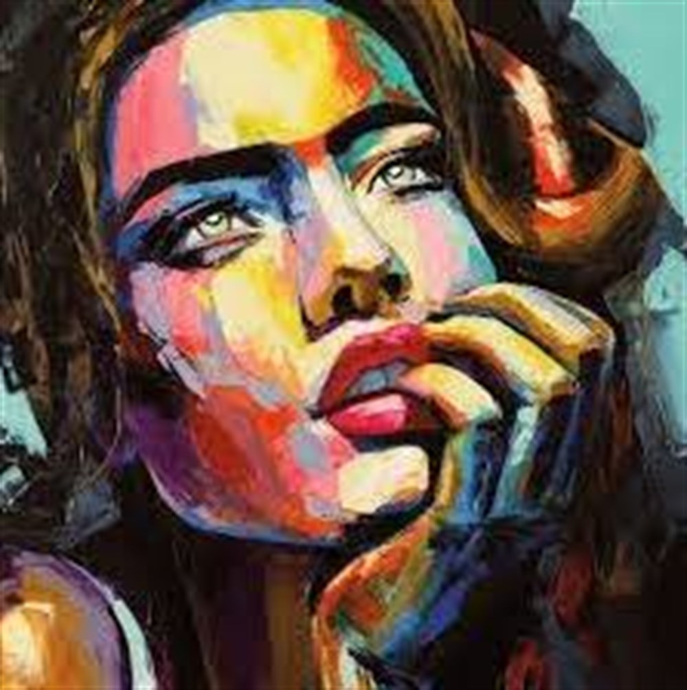 MODERNMarcel Sanat Elmas Mozaik Tablo & Diamond Painting TurkeyMM20176042Modern Kadın Tablo Marcel Sanat Elmas Mozaik Tablo 58x58cm