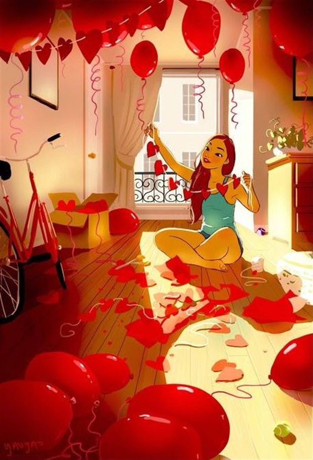 MODERNMarcel Sanat Elmas Mozaik Tablo & Diamond Painting TurkeyM20174413Kırmızı Balonlar Ve Kalpler  Marcel Sanat Elmas Mozaik Tablo 