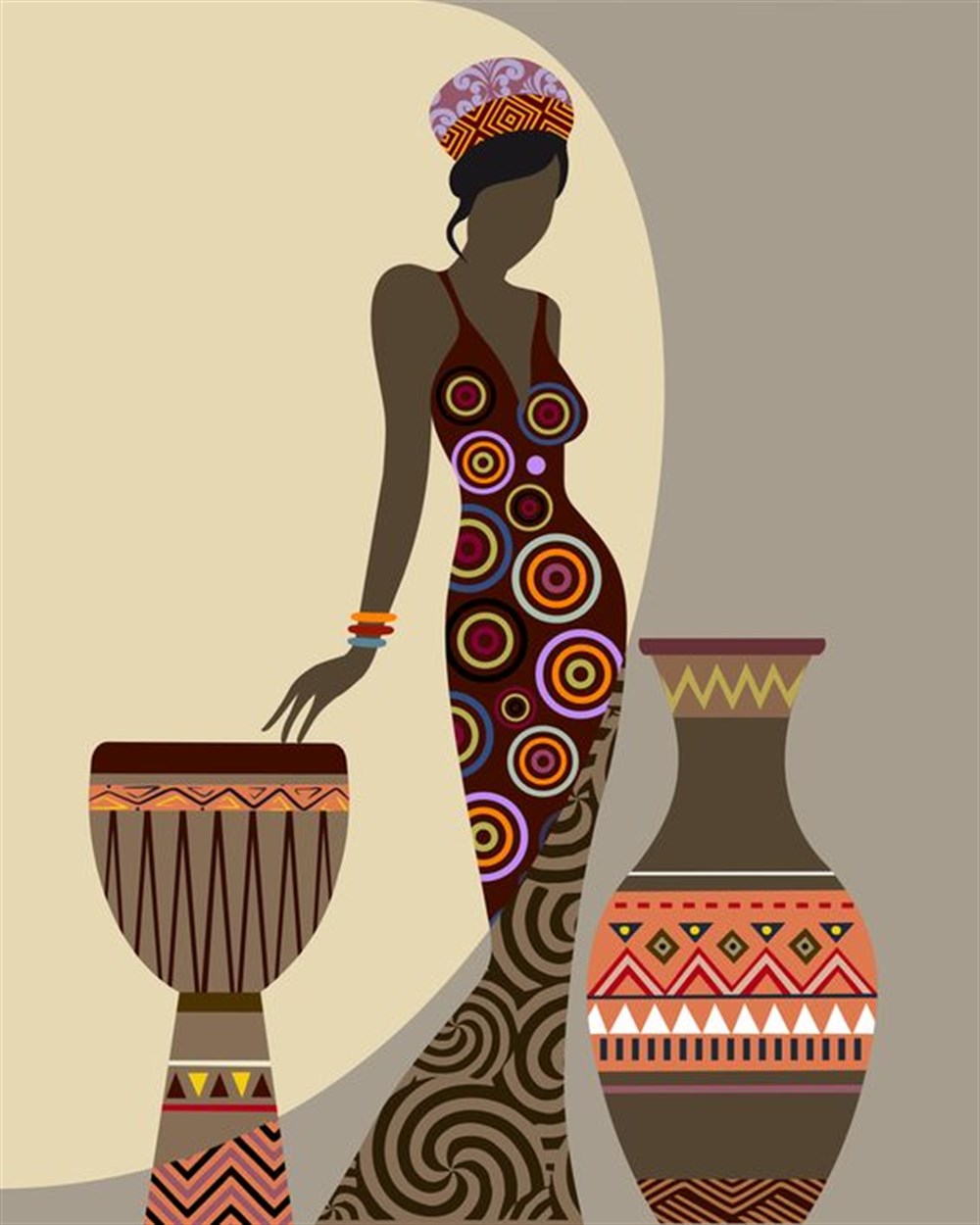 MODERNMarcel Sanat Elmas Mozaik Tablo & Diamond Painting TurkeyM20173821Etnik Desen Ve Afrikalı Kadın Marcel Sanat Elmas Mozaik Tablo 41x61cm