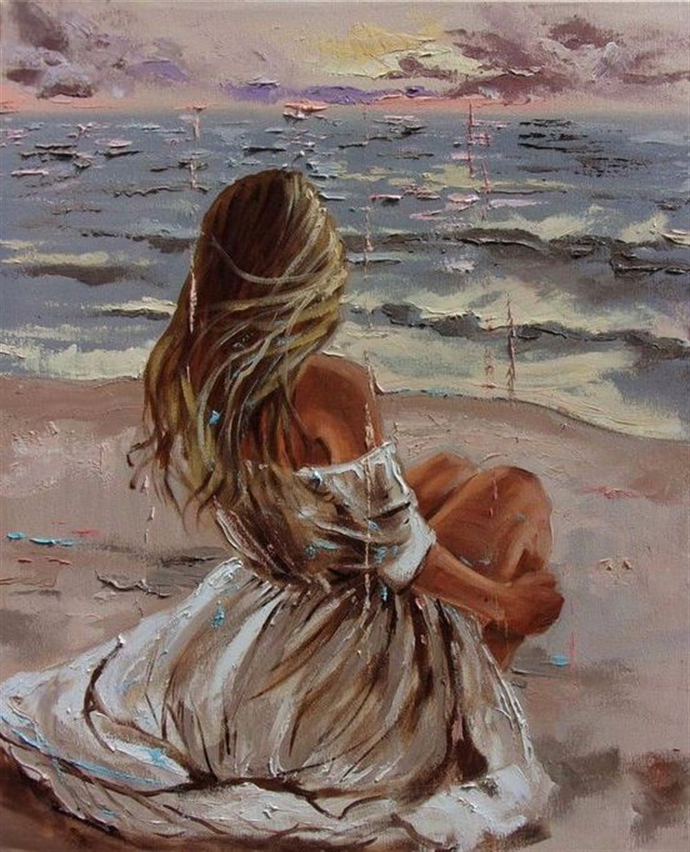 MODERNMarcel Sanat Elmas Mozaik Tablo & Diamond Painting TurkeyM20176083Deniz Kenarındaki Kadın Marcel Sanat Elmas Mozaik Tablo 56X69cm