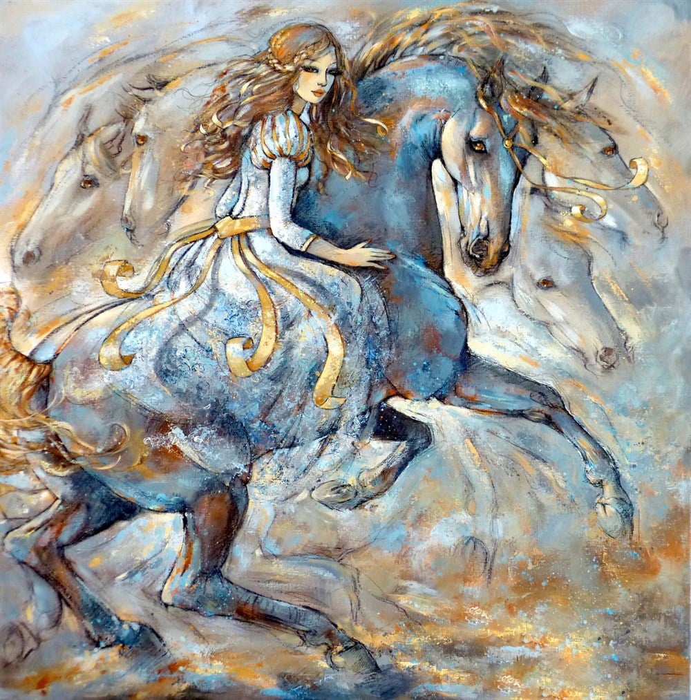 MODERNMarcel Sanat Elmas Mozaik Tablo & Diamond Painting TurkeyM20176044Atlarla Düş Marcel Sanat Elmas Mozaik Tablo 79x79cm