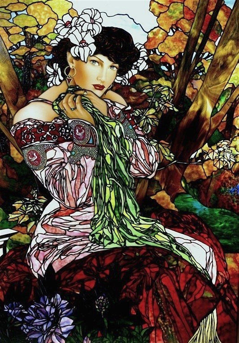 MODERNMarcel Sanat Elmas Mozaik Tablo & Diamond Painting TurkeyM20173327Kadın Vitray Tasarım Elmas Mozaik Tablo 42x61cm