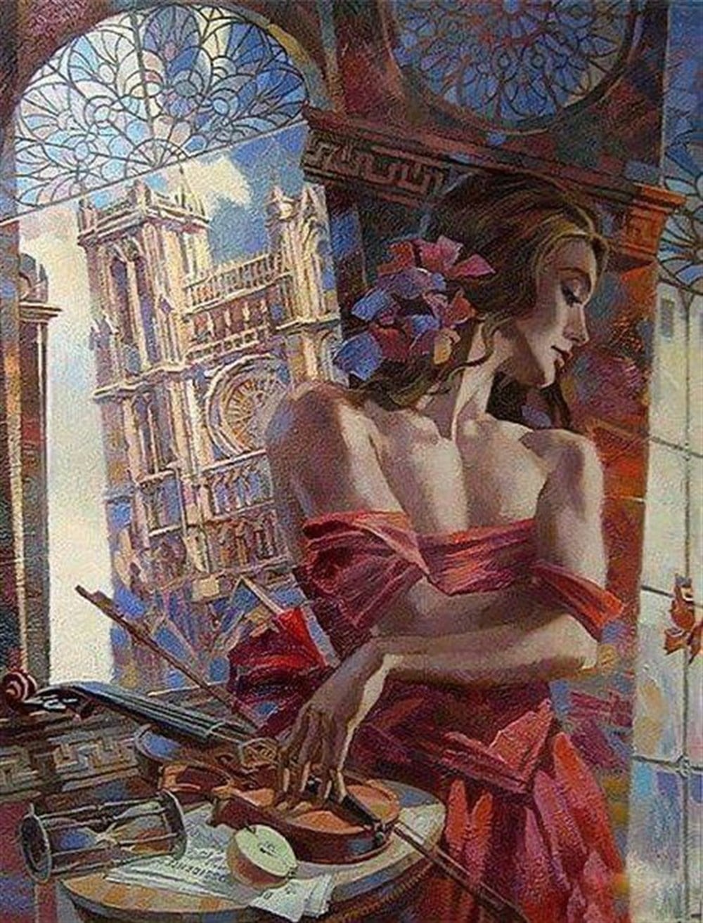 MODERNMarcel Sanat Elmas Mozaik Tablo & Diamond Painting TurkeyM20174243Kadın Ve Keman Marcel Sanat Elmas Mozaik Tablo 46X58cm