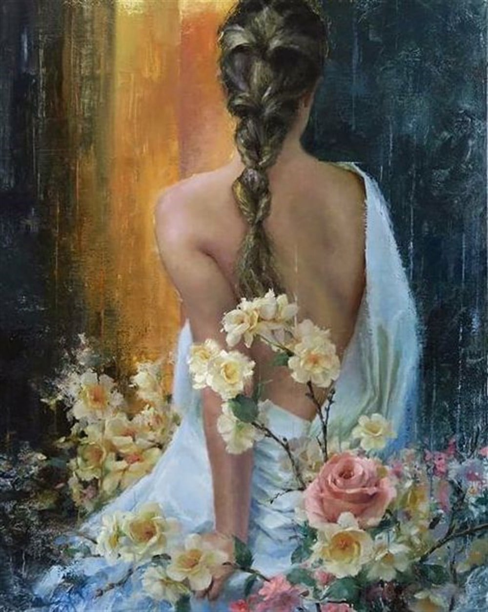 MODERNMarcel Sanat Elmas Mozaik Tablo & Diamond Painting TurkeyM20176519Gülerin İçindeki Kadın Marcel Sanat Elmas Mozaik Tablo 48X58cm