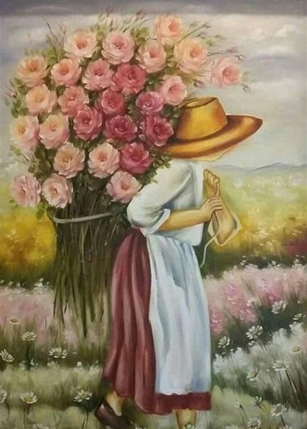 MODERNMarcel Sanat Elmas Mozaik Tablo & Diamond Painting TurkeyM20176298Gül Taşıyan Kadın Marcel Sanat Elmas Mozaik Tablo 41X58cm