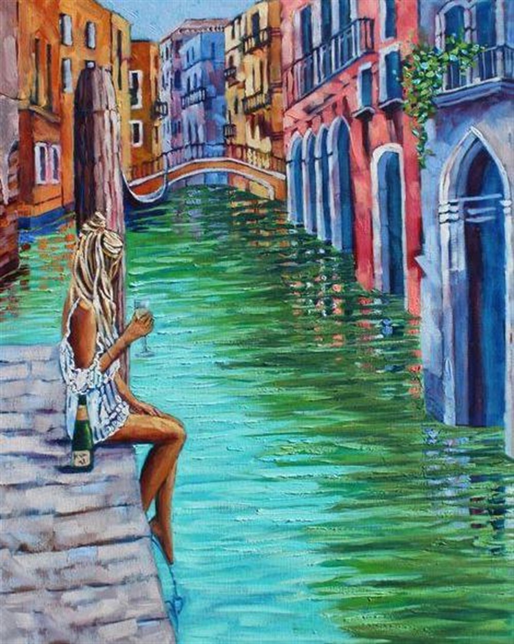 MODERNMarcel Sanat Elmas Mozaik Tablo & Diamond Painting TurkeyM20174193Venedik Kıyısındaki Kız Marcel Sanat Elmas Mozaik Tablo 48X58cm