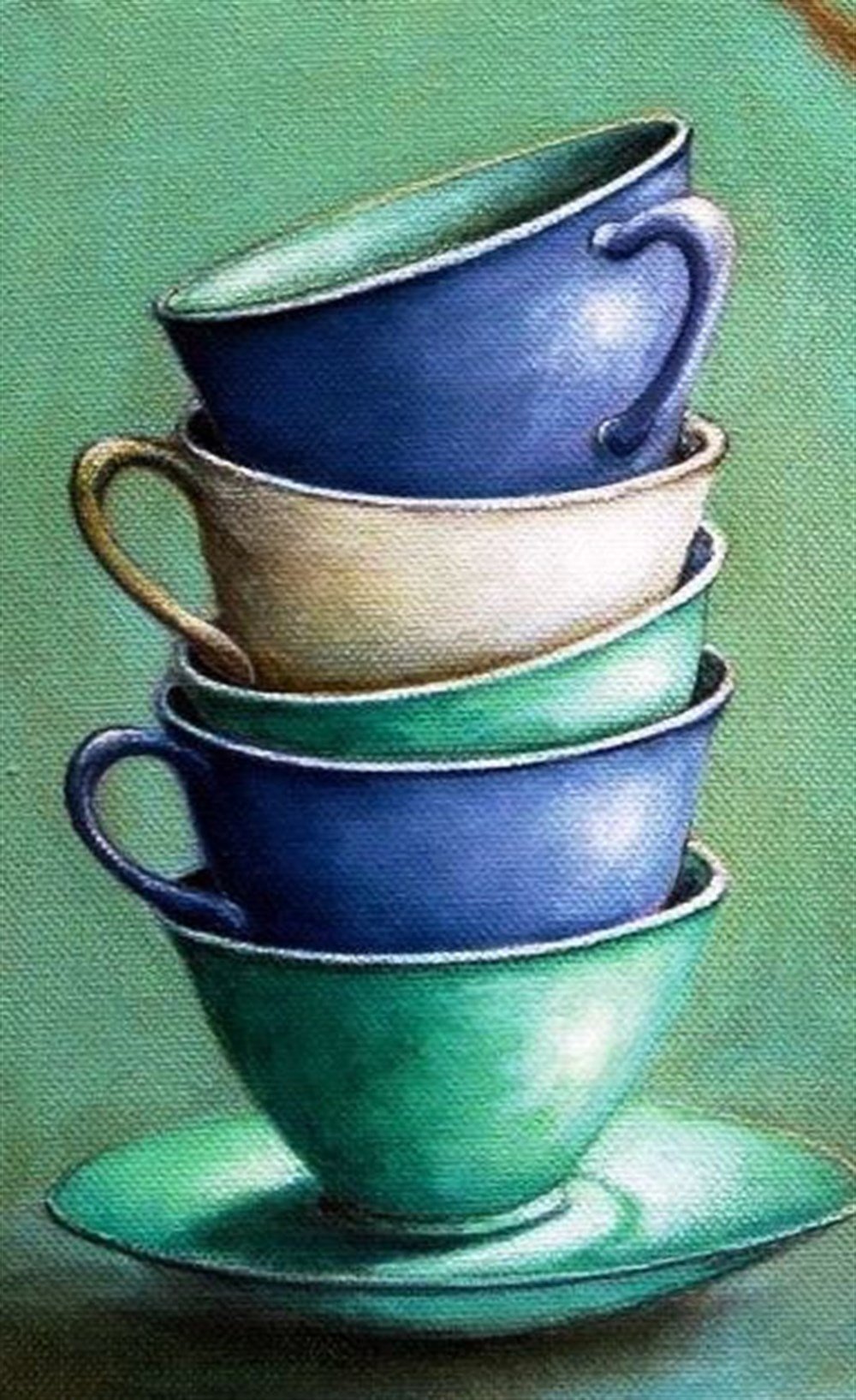 MUTFAKMarcel Sanat Elmas Mozaik Tablo & Diamond Painting TurkeyM20176262Mavi Yeşil Fincanlar Marcel Sanat Elmas Mozaik Tablo 33X53cm