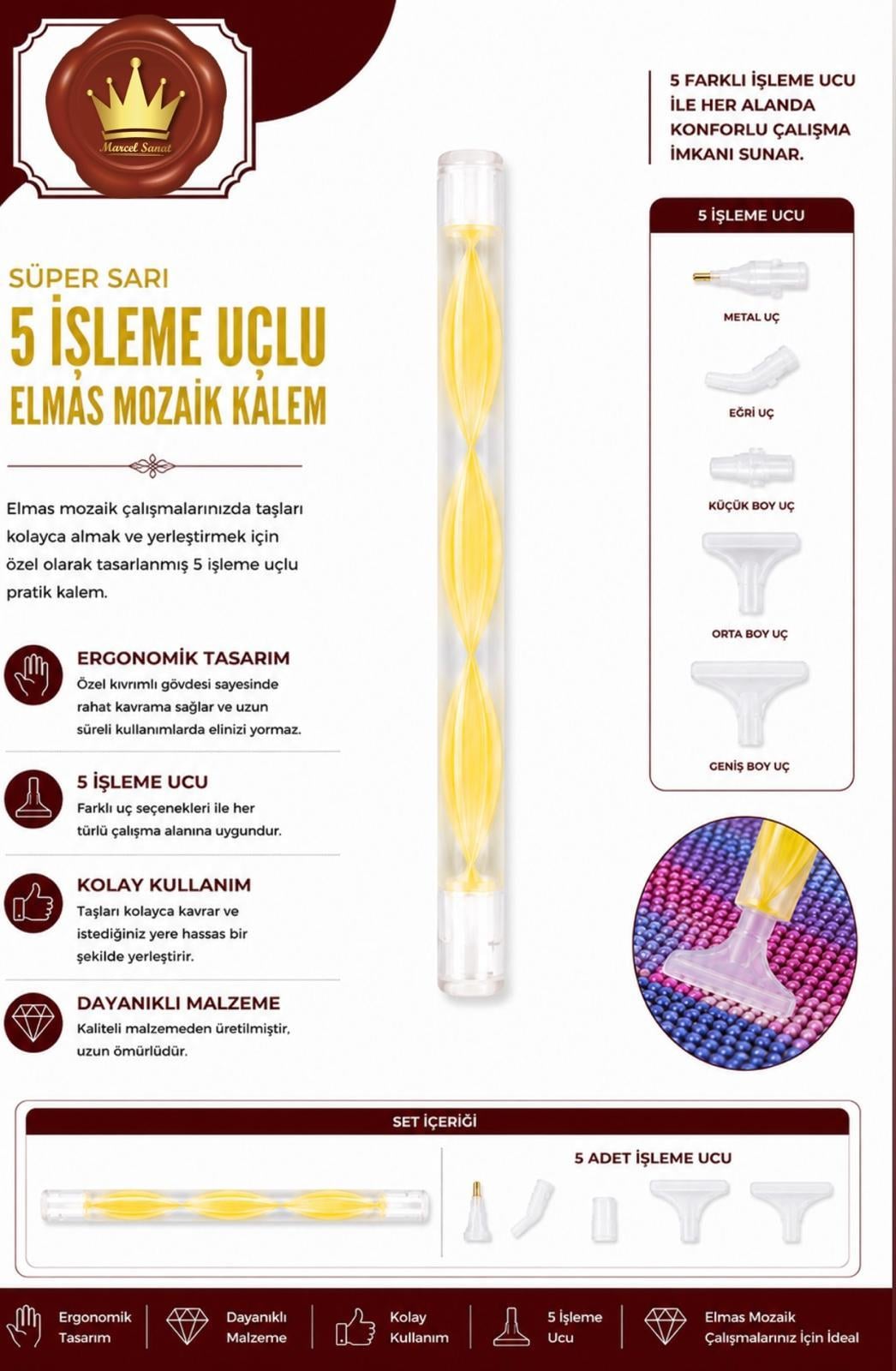 nanAKSESUARMarcel Sanat Elmas Mozaik Tablo & Diamond Painting TurkeyM2017SRIKLM(T)MARCEL Sarı İşleme Uçlu Elmas Mozaik Kalemi