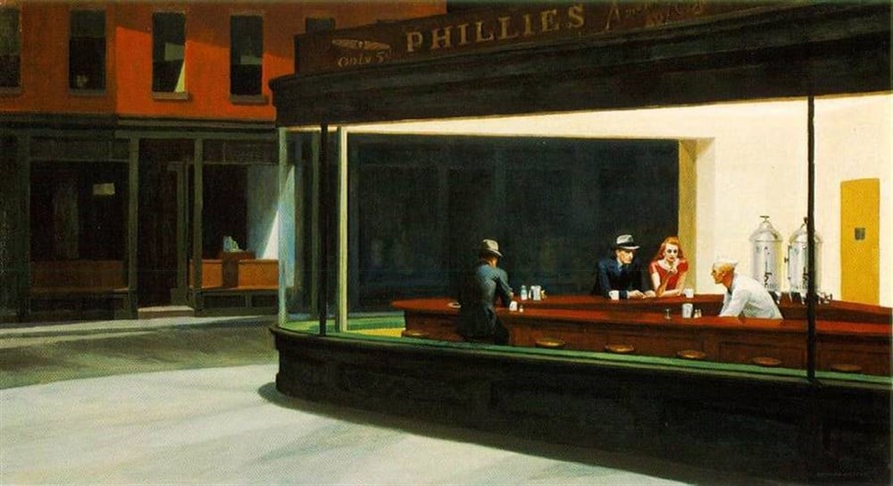 Nighthawks- Edward Hopper (1882-1967) Elmas Mozaik Tablo cm