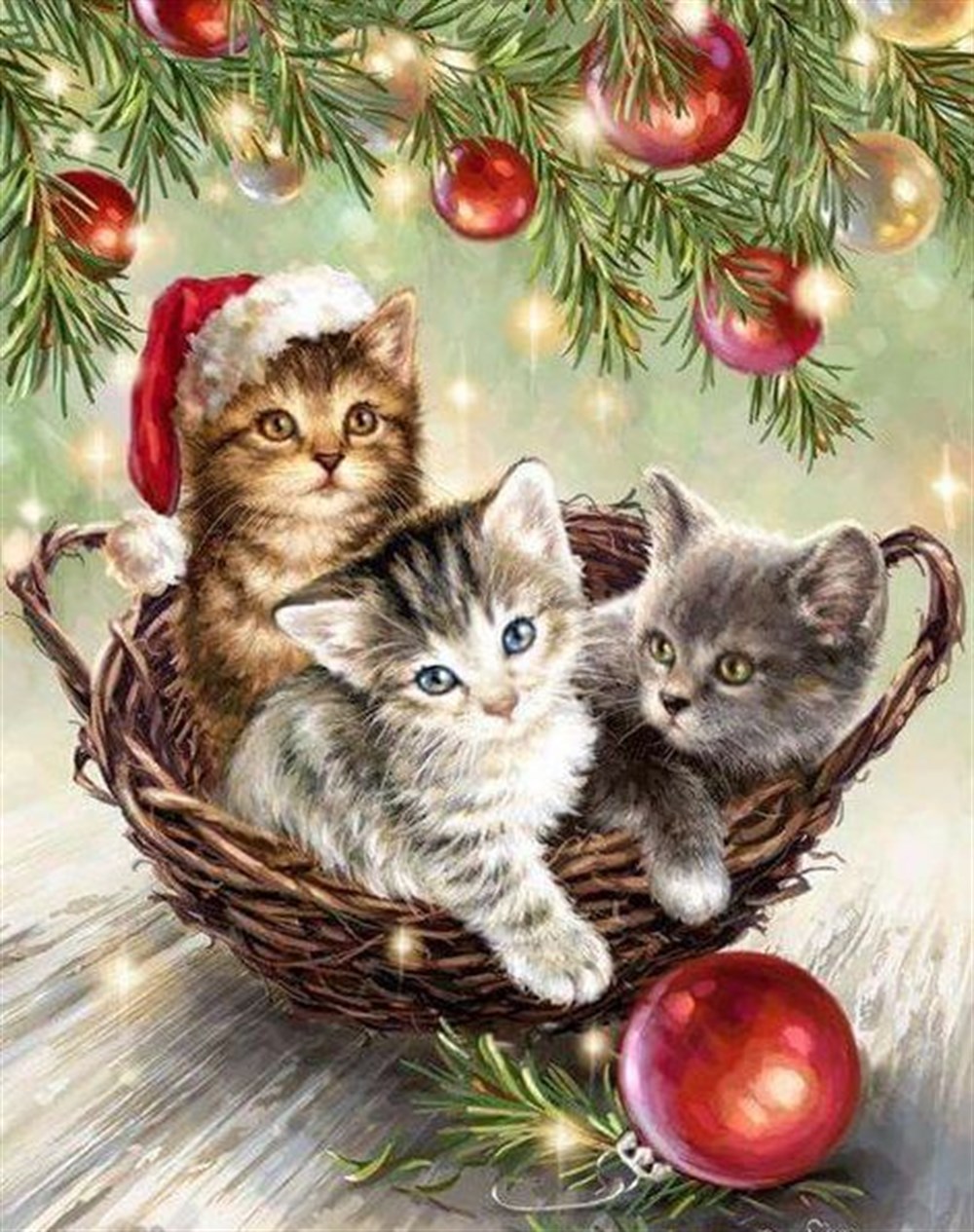 NOELMarcel Sanat Elmas Mozaik Tablo & Diamond Painting TurkeyM20176417Noelde Sevimli Kediler Marcel Sanat Elmas Mozaik Tablo 41X51cm 