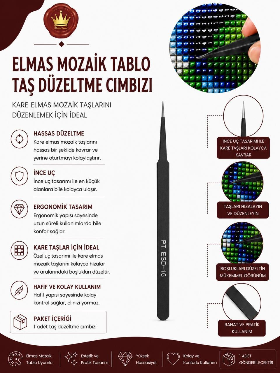 Pembe 2li Cımbız Seti Elmas Mozaik Tablo | Marcel SanatAKSESUARMarcel Sanat Elmas Mozaik Tablo & Diamond Painting TurkeyM2017SYHCMBZMARCEL Siyah Taş Düzeltme Cımbızı