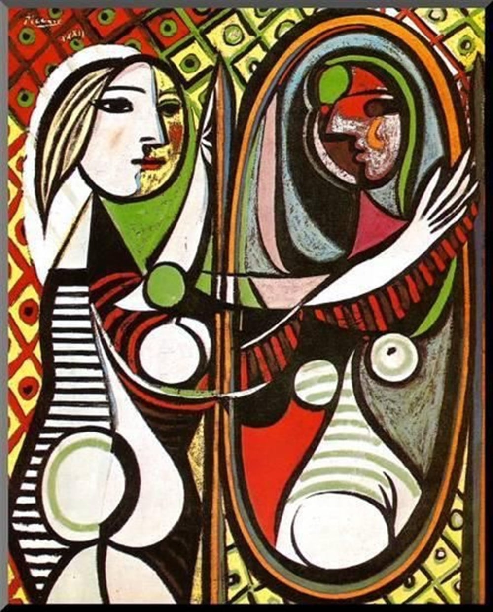 Picasso Ayna Karşısındaki Kız Elmas Mozaik Tablo 48x61cm