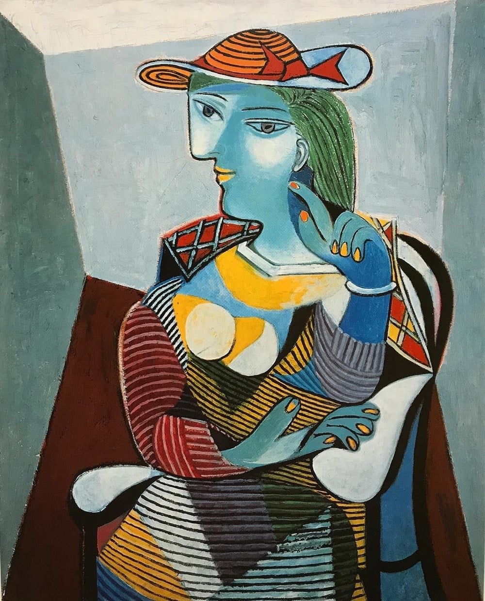 Picasso Oturan Kadın Elmas Mozaik Tablo 46x58cm