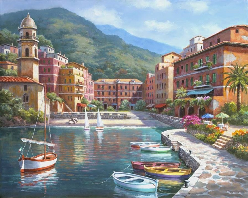 Portofino Sahili Elmas Mozaik Tablo 55x43cm