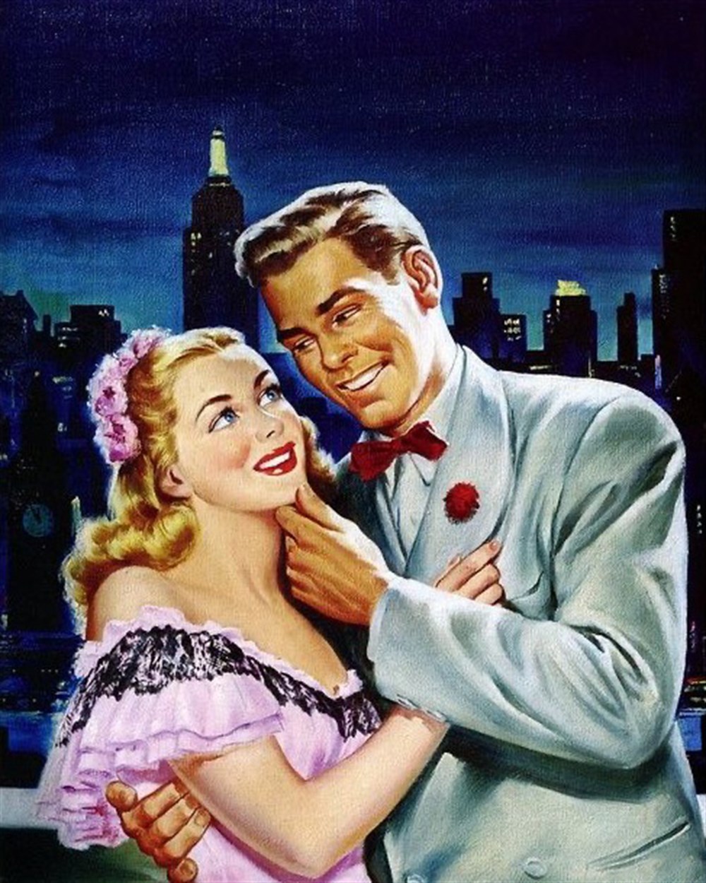 Retro-Vintage Amerikan Aşk Filmi Serisi Elmas Mozaik Tablo 46x56cm