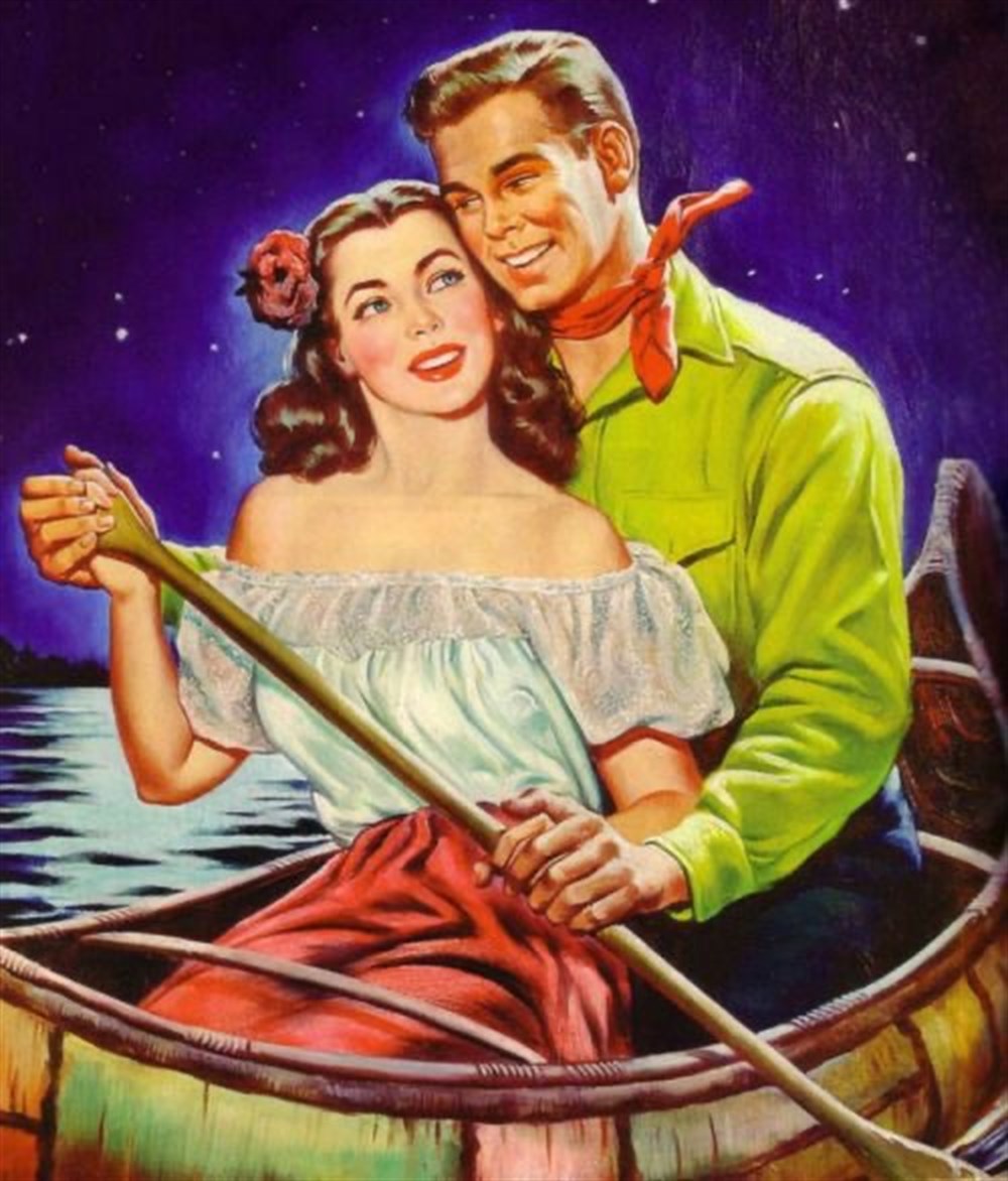 Retro-Vintage Amerikan Aşk Fimi Serisi Elmas Mozaik Tablo 48x56cm