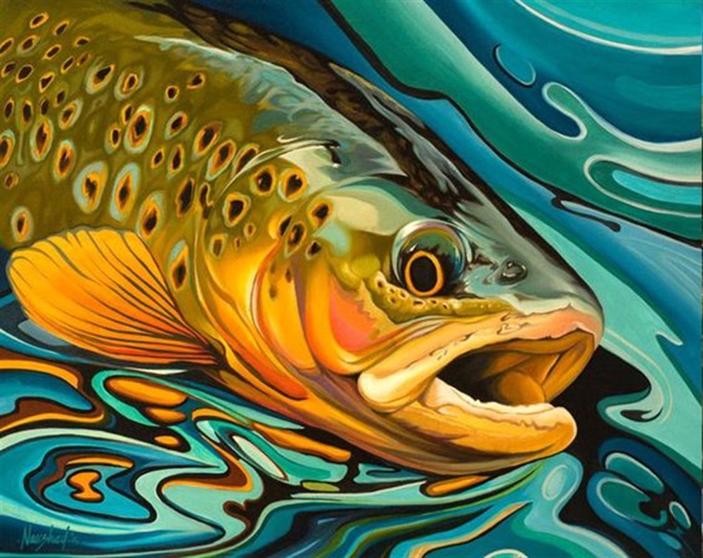 Suyun İçindeki Japon Balığı Tablosu 66x51cm