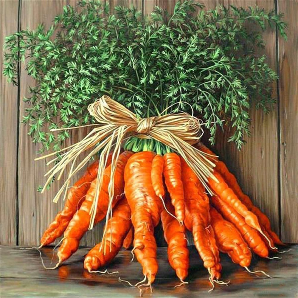 Taze Havuç Demeti Elmas Mozaik Tablo 41x41cm 
