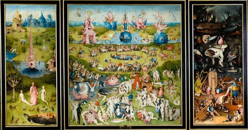 The Garden of Earthly Delights- Hieronymus Bosch (1450-1516) Elmas Mozaik Tablo 109x58cm