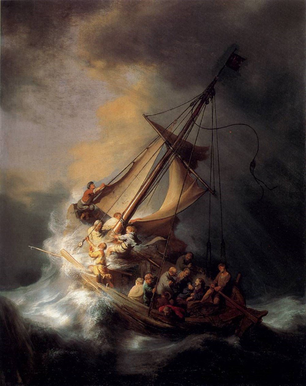 The Storm on the Sea of Galilee- Rembrant (1606-1669) Elmas Mozaik Tablo 56x69cm