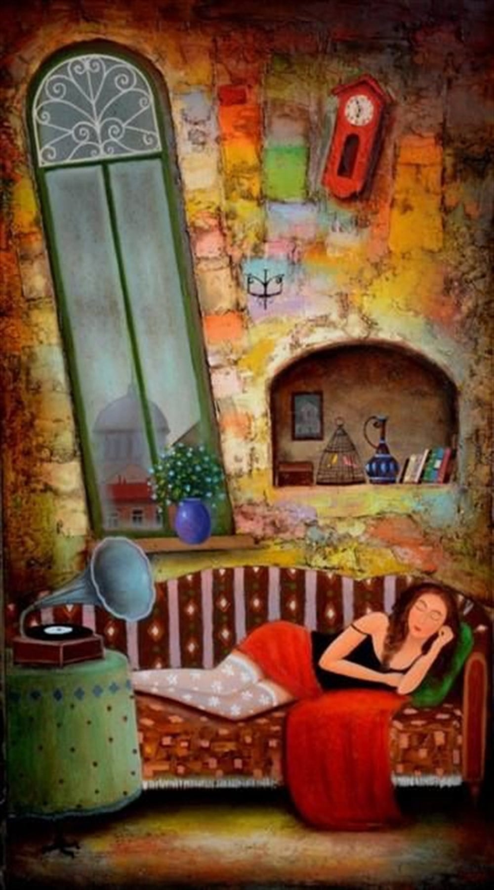 Uyku Keyfi Modern Seri Elmas Mozaik Tablo 36x64cm