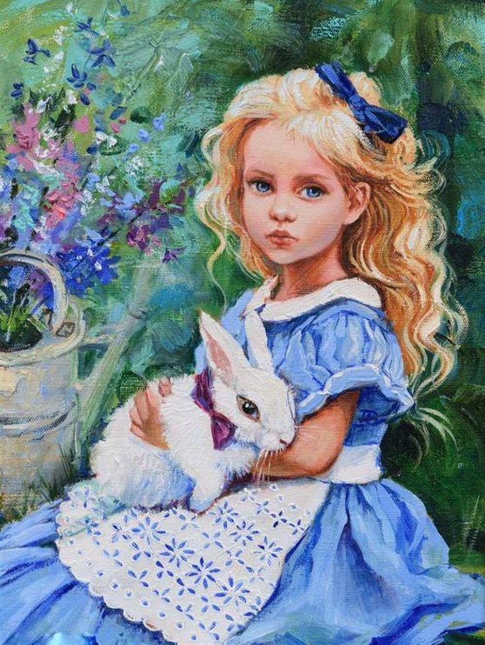 VİNTAGEMarcel Sanat Elmas Mozaik Tablo & Diamond Painting TurkeyM20173572Mavi Elbiseli Kız Ve Tavşanı Marcel Sanat Elmas Mozaik Tablo 56x79cm