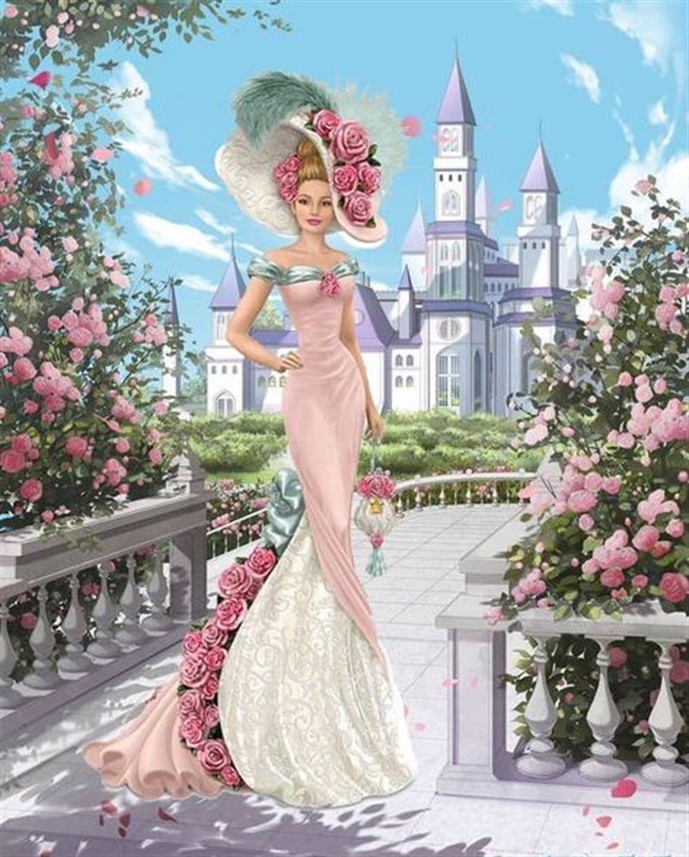 VİNTAGEMarcel Sanat Elmas Mozaik Tablo & Diamond Painting TurkeyM20176245Çiçeklİ Bahçedeki Şık Kadın Marcel Sanat Elmas Mozaik Tablo 61X76cm